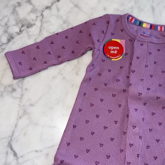 NWT Magnetic Me Heart Ribbon Waffle Purple Footie - Picture 3 of 6